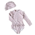 thumbnail image 1 of AJZIOJIRO Baby Girls Long Sleeve Ruffle Bathing Suits Toddler Infant Summer Floral Swimsuit UPF 50+ Sun Protection Swimwear 6M-8T, 1 of 9