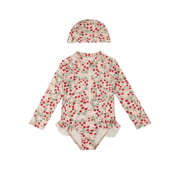 AJZIOJIRO Baby Girls Ruffle Swimsuit 6M-8T Toddler Infant Summer Floral Bathing Suits UPF 50+ Sun Protection Swimwear