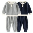 thumbnail image 1 of AJZIOJIRO Baby Kids 2Pcs Spring Fall Sweatshir Outwear for Boys,1-8Y Toddler Long-Sleeved Pullover Sweatsuit Pants Set Kid Solid Color Crewneck Casual Clothes Set, 1 of 8