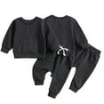 thumbnail image 1 of AJZIOJIRO Baby Toddler Autumn Long Sleeve Sweatshirt Pants Outfit Set 2 Piece Solid Sweatshirts Tops Casual Drawstring Pants Outfits for Boys Girls 1M-3Y, 1 of 9