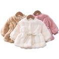 thumbnail image 1 of AJZIOJIRO Baby Toddler Fall Winter Jacket Coats for Girls，Newborn Fashion Plush Fleece Outerwear Kids Lace-Up Soft Fuzzy Thick Warm Fleece Coats Jacket for 9 Months-5 Years, 1 of 7