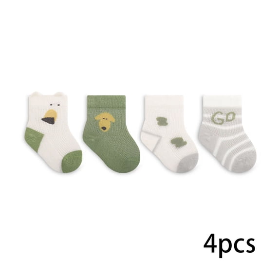AJZIOJIRO Baby Toddler Girls Knee High Long Socks Infant Boys Autumn Thigh High Socks 4 Pairs Cartoon Cotton Socks for 0-5T