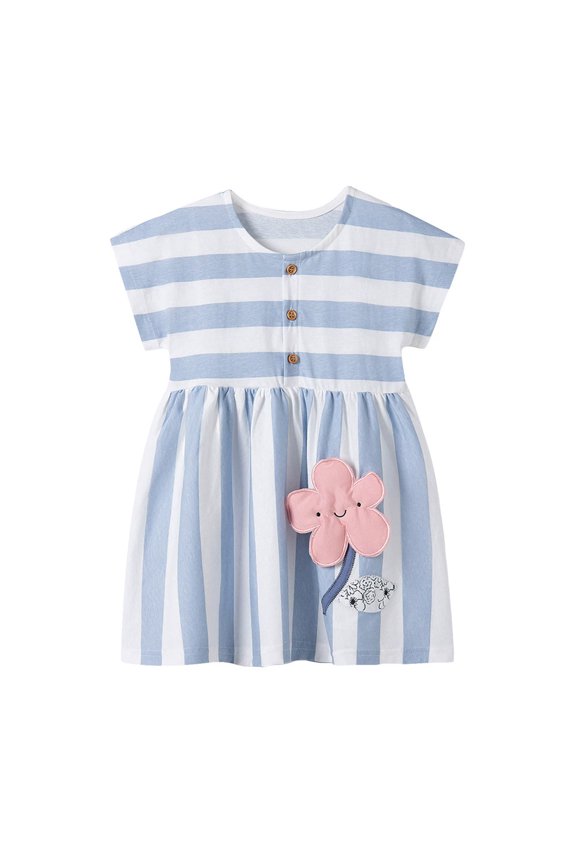 Baby Toddler Girls Summer Cartoon Dress 2-7Y Kids Party Tutu Princess Dress Cotton Dance Skirt