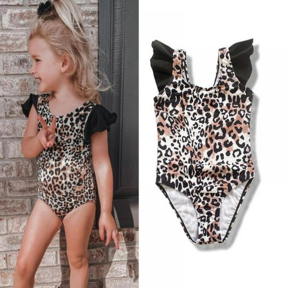 AJZIOJIRO Big/Little Girls One-piece Swimsuit Small Fish Print Patchwork Bikini Swimsuit