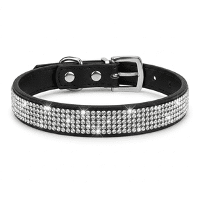 AJZIOJIRO Bling Rhinestone Dog Collar, Crystal Diamond Puppy Collar for Small Medium Dogs, Glitter Fancy Pet Jewel XXS-XXL