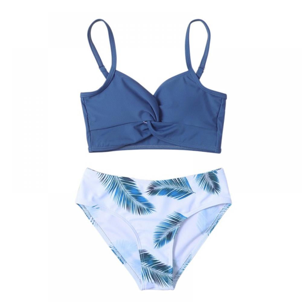 Girls 2 Piece Bikini Set - High Waisted Sequins Bikini With Ruffle Straps For Beach & Pool