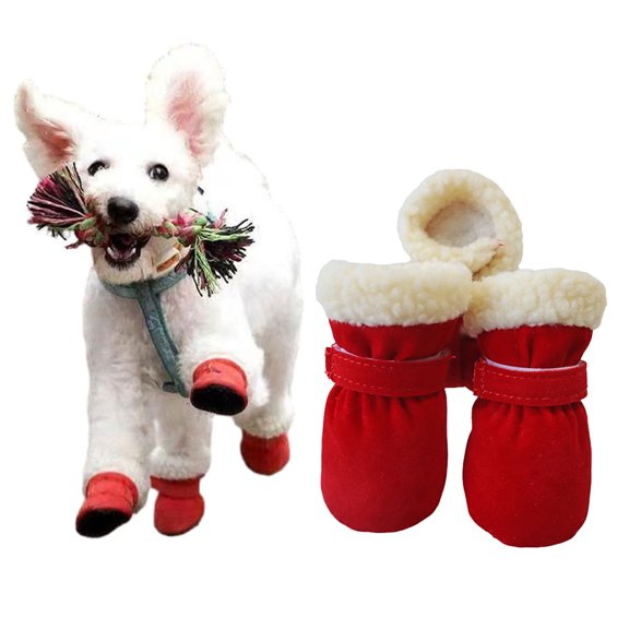 AJZIOJIRO Dogs Shoes ,Cozy Anti-Slip Dogs Boots for Winter Dogs Puppy Boots & Paw Protector Warm Dog Booties for Small Medium Sized Dogs