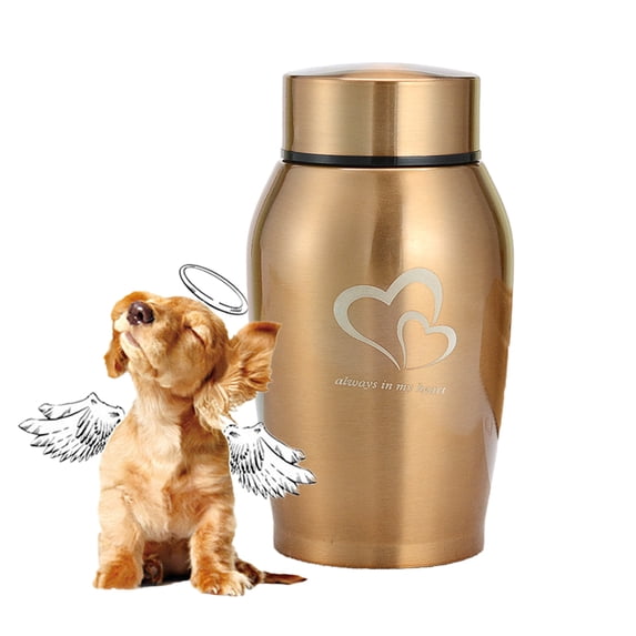 AJZIOJIRO Durable Dog Urn with Personalized Engraving Mini Stainless Steel Cremation Keepsake Urns for Ashes Small and Medium-Breed Dogs