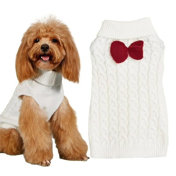 AJZIOJIRO Fashion Dogs Knit Sweater Soft Solid Color Dogs Sweater with Bow,Premium Cozy Sweater Dogs Gentleman's Sweater for Small to Large Dogs