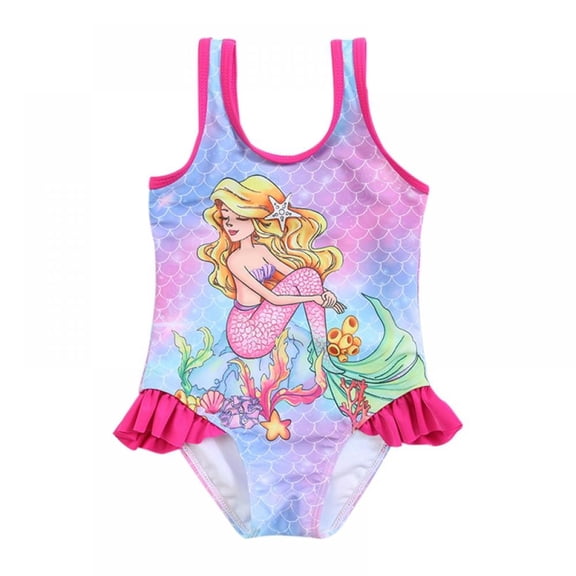 AJZIOJIRO Girl One Piece Swimsuit Ruffle Strap Cartoon Princess Swimwear Summer Beach Bathing Suit