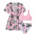thumbnail image 1 of AJZIOJIRO Girl's 3 Piece Bikini Swimswear Sets Striped Swimsuit with Coverups Kimono Bathing Suit Set, 1 of 5