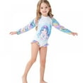 thumbnail image 1 of AJZIOJIRO Girls Long Sleeve Swimsuit Toddler Rash Guard One Piece Swimwear UPF 50+ Sun Protection Bathing Suits Bikini Set, 1 of 8