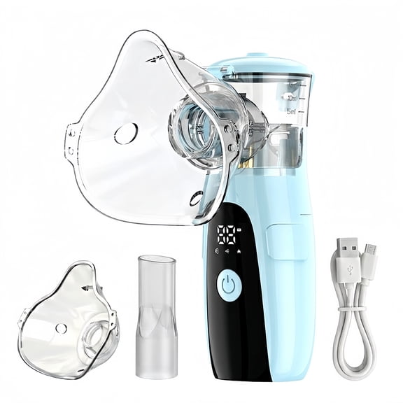 AJZIOJIRO Handheld Humidifier 0.5-5m Particles,Portable Ultrasonic Cool Mist Steam Inhaler With LED Display Blue