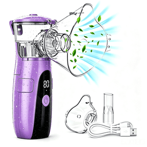 AJZIOJIRO Handheld Ultrasonic Humidifier Portable Steam Inhaler USB/Battery Auto-Clean for Home & Travel Purple