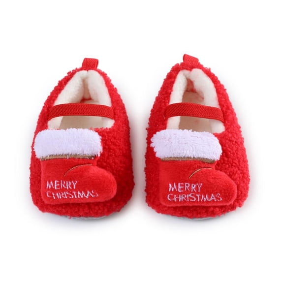 AJZIOJIRO Infant Newborn Boys Girls Shoes Christmas Santa Claus Soft Cozy Fleece Booties Warm Cartoon Shoes