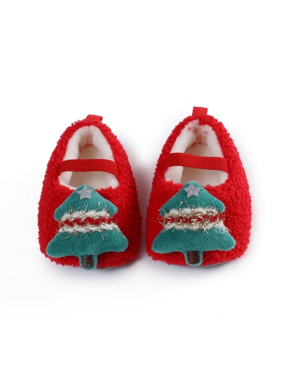 Infant Newborn Boys Girls Shoes Christmas Santa Claus Soft Cozy Fleece Booties Warm Cartoon Shoes