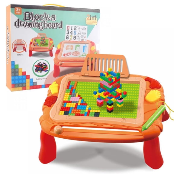 AJZIOJIRO Kids Activity Table Set, 3-in-1 Multi Play Writing Board Table Toys, for Toddlers Age 3+ Boys Girls, Toy Storage