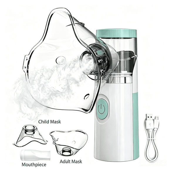 AJZIOJIRO Kids Adults Portable Humidifier Handheld Compression Steam Inhaler USB 2AA Battery Powered