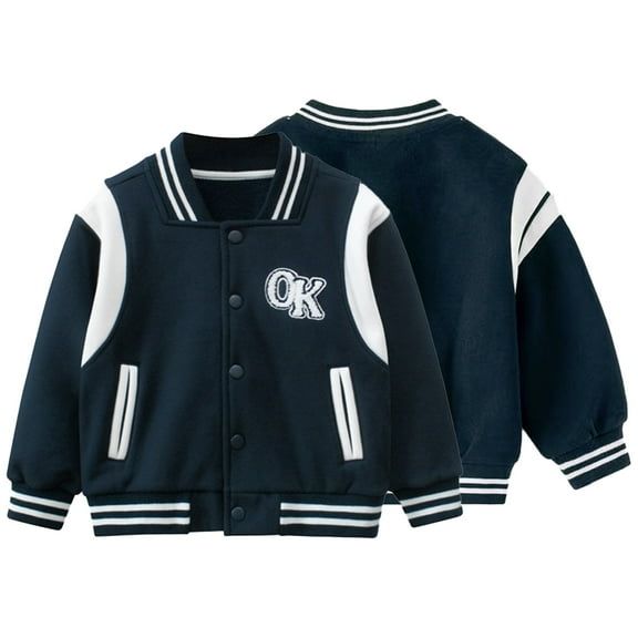 AJZIOJIRO Kids Baby Boys Fall Baseball Jacket Toddler Autumn Winter Coats Lightweight Varsity Jacket button Thin OutwearVarsity Jacket ,Size 1-9Y