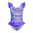 thumbnail image 1 of AJZIOJIRO Kids Baby Toddler Girls Ruffle Strap One Piece One Shoulder Swimsuit UPF 50+ Sun Protection, 1 of 4