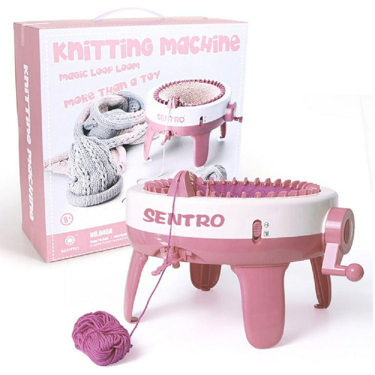Ajziojiro Kids Girls Hand-knitted, 40 Needles Knitting Machine Round Loom Machine Educational Toys for Kids Ages 6-12, Pink