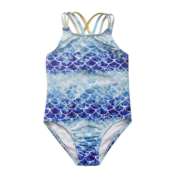 AJZIOJIRO Kids Girls One Piece Bathing Suit, Childrens Printed Beach Swimwear Sleeveless Swimsuit