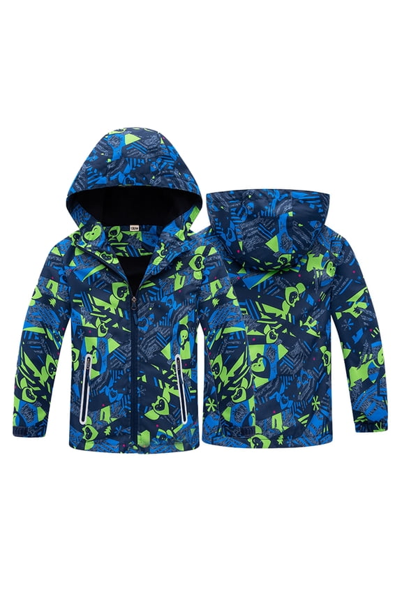 Kids Girls Winter Windbreaker Jacket Toddler Boys Camouflage Hooded Raincoat Fleece Lined Outwears Casual Dust Coats for 3-12T