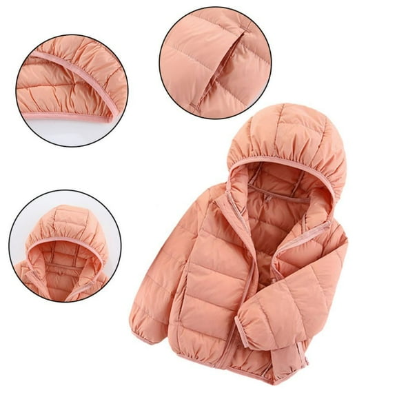 AJZIOJIRO Kids Hooded down Jacket Zipper Puffer Outerwear Coat Classic Solid Color Lightweight down Jacket for 2-14 Years Old