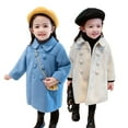 thumbnail image 1 of AJZIOJIRO Kids Toddler Autumn Winter Outerwear for Girls Lapel Double Breasted Wool Blend Pea Coat Outwear 1-9Y Baby Warm Winter Long Trench Coats Overcoat Jacket, 1 of 8