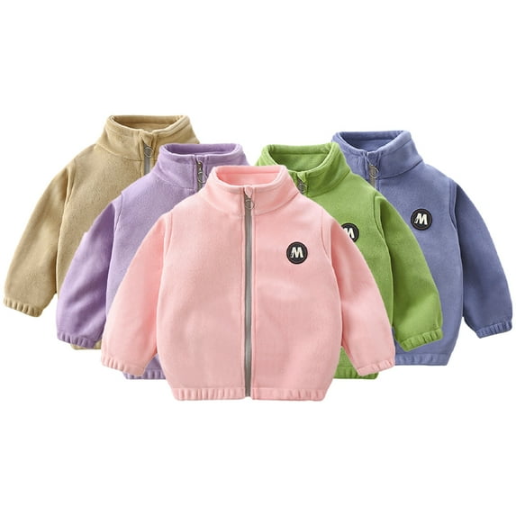AJZIOJIRO Kids Toddler Fall Winter Fleece Coats Tops for Boys Girls,Zipper Padded Outerwear Jacket Baby Spring Fall Long-Sleeved Standing Collar Thickened Jacket 1-12 Years