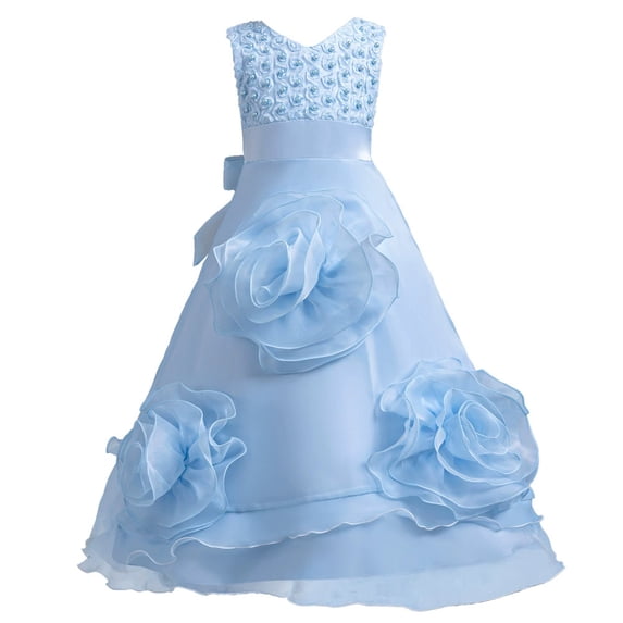 AJZIOJIRO Kids Toddler Flower Girls Vintage Floral Boho Lace Maxi Dress Baby Wedding Princess Party Communion Evening Formal Dance Gown 3-12Y