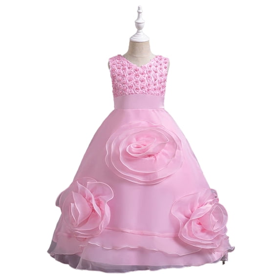 AJZIOJIRO Kids Toddler Flower Girls Vintage Floral Boho Lace Maxi Dress Baby Wedding Princess Party Communion Evening Formal Dance Gown 3-12Y