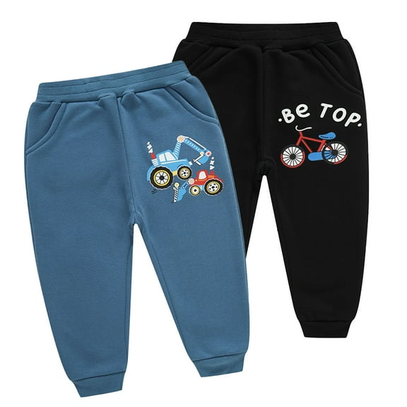 AJZIOJIRO Kids Toddler Winter Warm Jogger Pants for Boys Fleece Lined  Sweatpants Baby Boys Solid Color Cartoon Trousers Bottoms Fashion Soft Jogger Sweat pants for 1-10 years