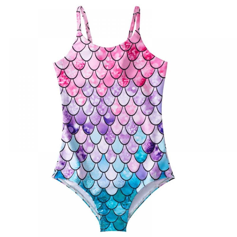 AJZIOJIRO Little Girls OnePiece Swimwear Beach Bathing Suit Fish Scale