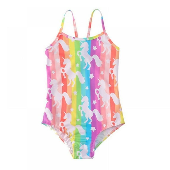AJZIOJIRO Little Girls One-Piece Swimwear Beach Bathing Suit Fish Scale Swimsuit for Kids Age 4-9 Years