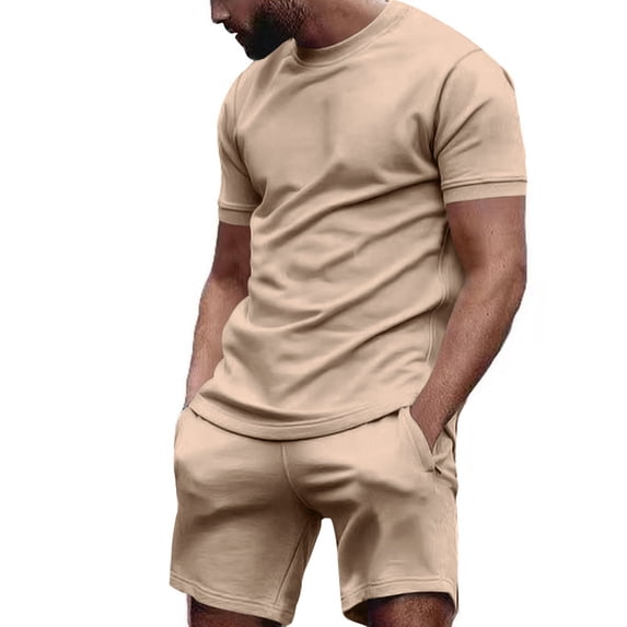 AJZIOJIRO Men's Short Sleeve Pullover T-Shirts Shorts Set Casual Tees Shirts Summer Cotton Shirt Tops Pants Set M-3XL