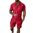 thumbnail image 1 of AJZIOJIRO Men's Summer Casual T-Shirts Shorts Set Short Sleeve Cotton Shirt Tops Pants Set M-2XL, 1 of 8