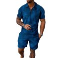 thumbnail image 1 of AJZIOJIRO Men's Summer Casual T-Shirts Shorts Set Short Sleeve Cotton Shirt Tops Pants Set M-2XL, 1 of 9