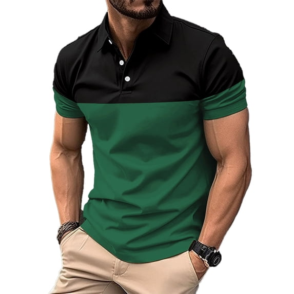 AJZIOJIRO Men's Summer Casual Tees Shirts Lapel Cotton Shirt Tops Short Sleeve Pullover T-Shirts S-3XL
