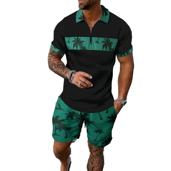 AJZIOJIRO Mens Summer Pullover T-Shirts Shorts Set S-3XL Casual Short Sleeve Cotton Shirt Tops Pants Set