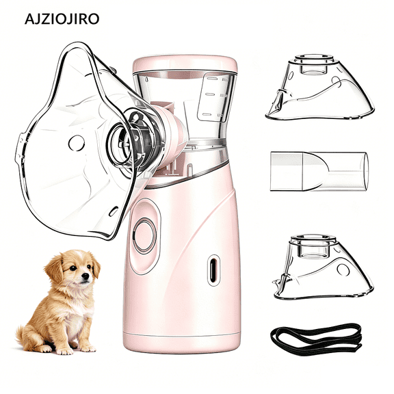 AJZIOJIRO Mini Portable Pet Humidifier, Rechargeable Ultrasonic Mesh Device, With Multiple Size Masks, Suitable For Indoor Use And Travel For Cats And Dogs.