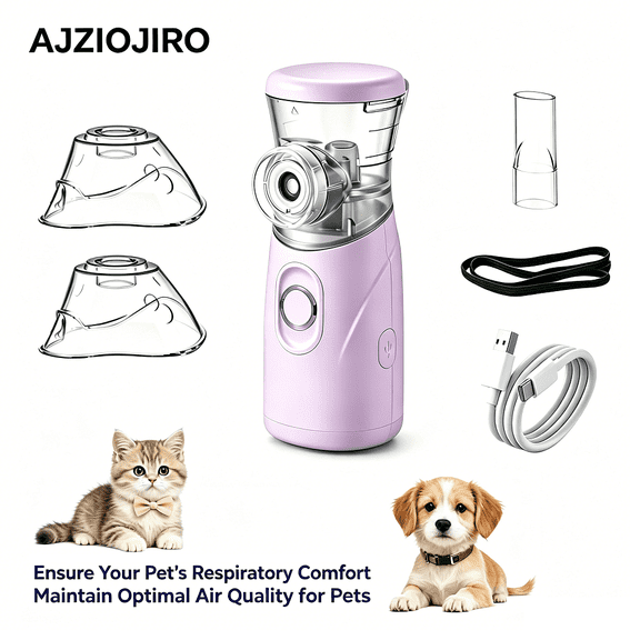 AJZIOJIRO Mini Rechargeable Handheld Pet Humidifier, Dual-Sized Mask Ultrasonic Mesh Portable Device, Suitable For Indoor Use And Travel With Cats And Dogs