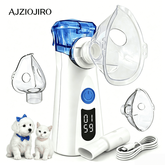 AJZIOJIRO Mini Usb Rechargeable Fine Mist Humidifier, Smart Countdown Screen, Ultra Quiet Compact Fog Device With Full Accessories For Kittens, Puppies & Small Pets