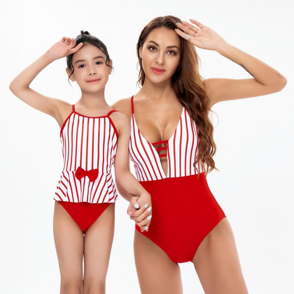 AJZIOJIRO Mother Daughter Bikini Swimwear Quick Drying Bathing Suits