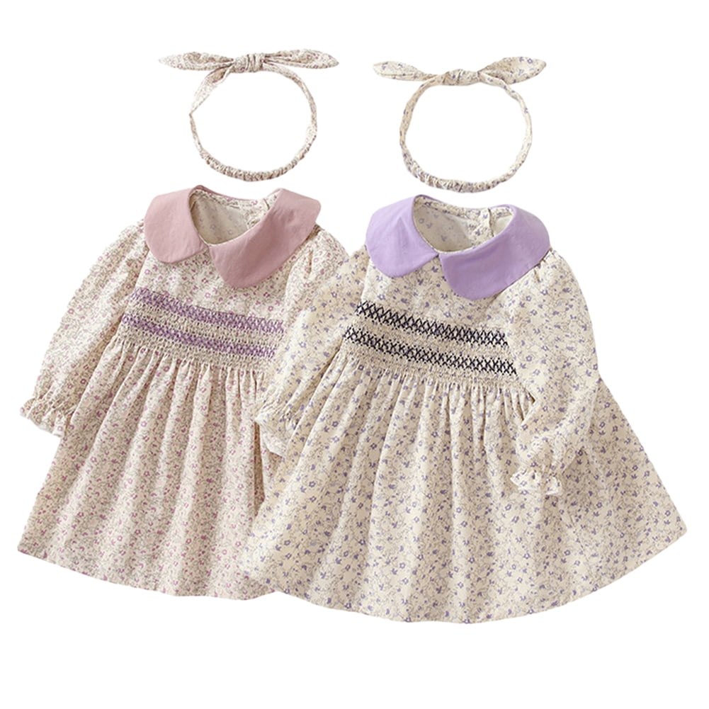 Robe Manches Longues + Cardigan Pour Fille 4-13 Ans - Ensemble 2 Pièces Motif Floral, Style A-line, Pour Fête - 4