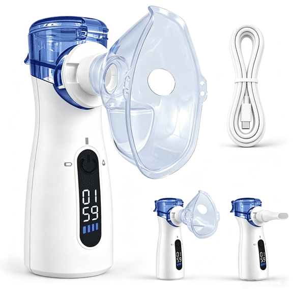 AJZIOJIRO Portable Humidifier Rechargeable Handheld Steam Inhaler Ultra-Quiet (<50dB) for Travel, Home & Office