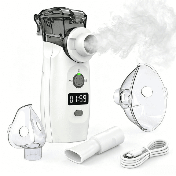 AJZIOJIRO Portable Humidifier Steam Inhaler Rechargeable Respiratory Comfort System Quiet, Auto-Clean, for Home Office Travel