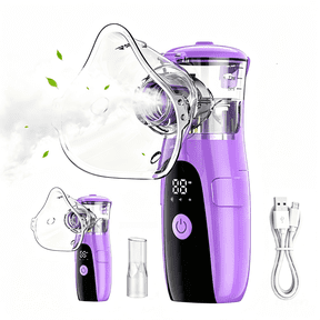 AJZIOJIRO Portable Ultrasonic Humidifier Quiet Auto-Clean 5-Micron Handheld Steam Inhaler With LED Display Purple