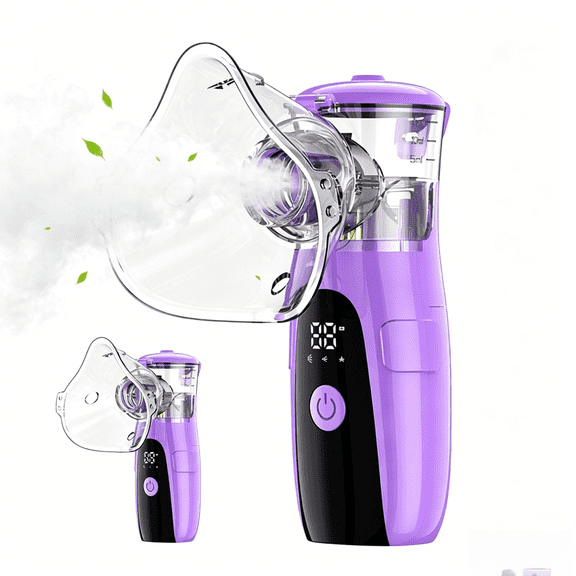 AJZIOJIRO Portable Ultrasonic Humidifier Quiet Auto-Clean 5-Micron Handheld Steam Inhaler With LED Display Purple