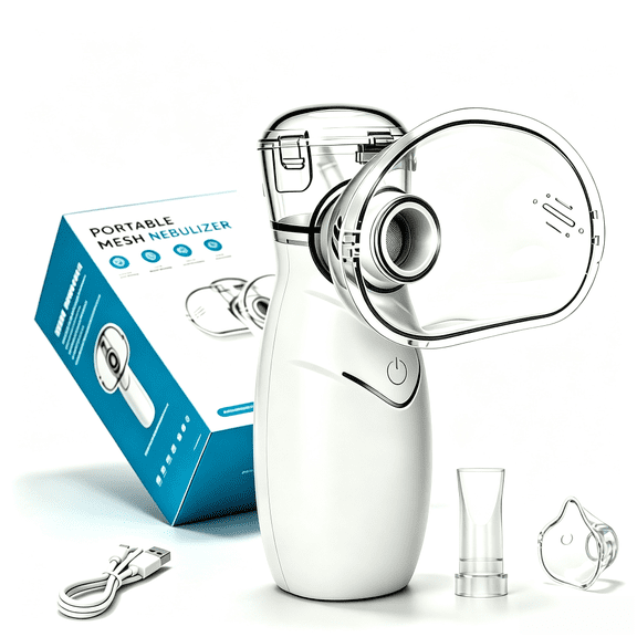 AJZIOJIRO Portable Ultrasonic Humidifier for Adults Kids Handheld Mini Mesh Steam Inhaler USB/2AA Battery for Home Travel